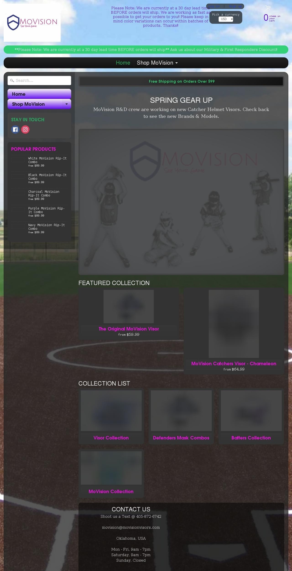 movisionvisors.com shopify website screenshot