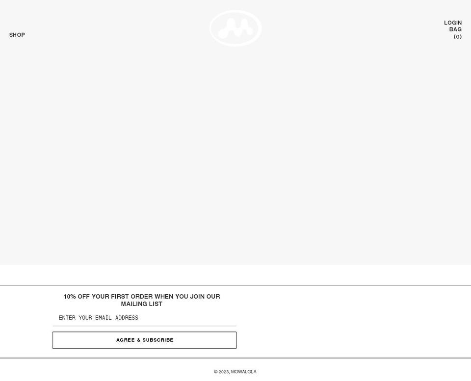 mowalola.com shopify website screenshot