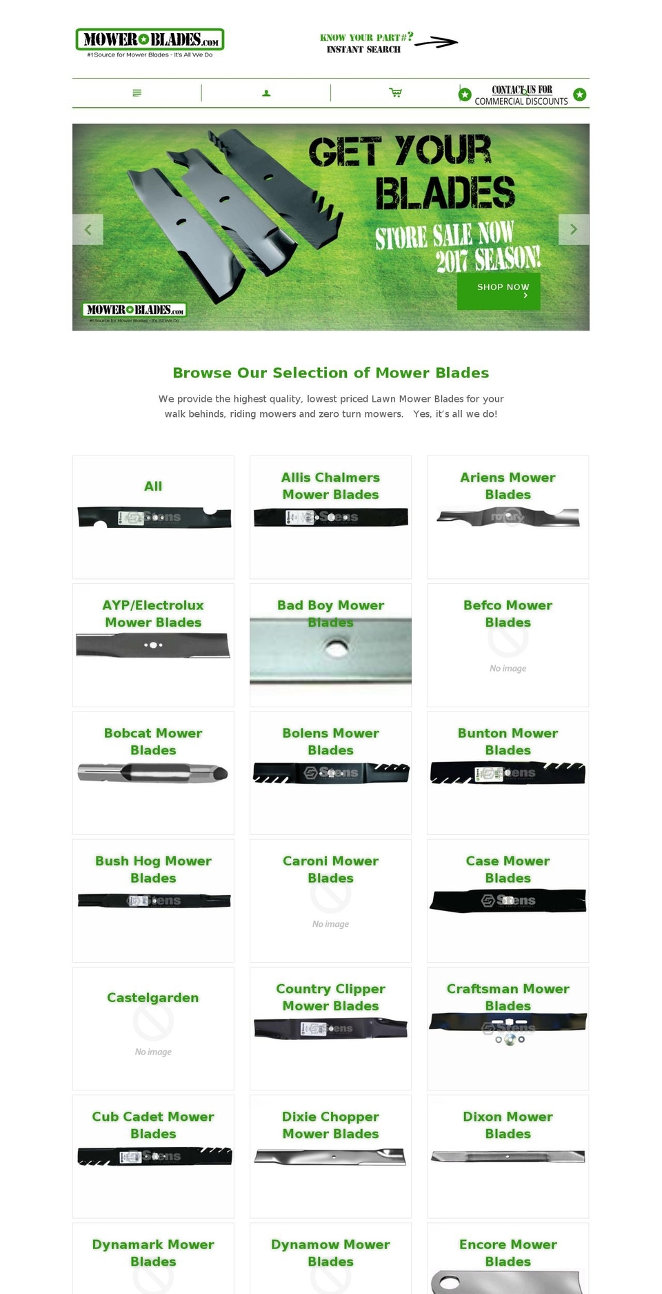 mowerbelts.com shopify website screenshot