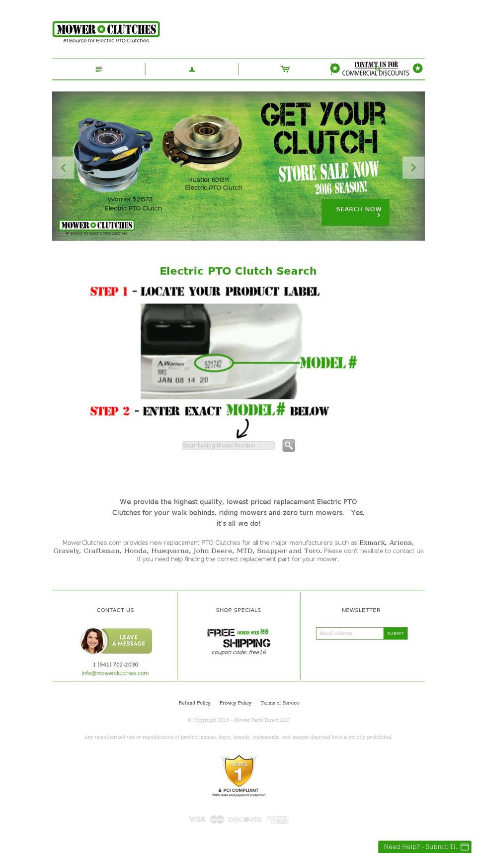 MowerClutches Shopify theme site example mowerclutch.com