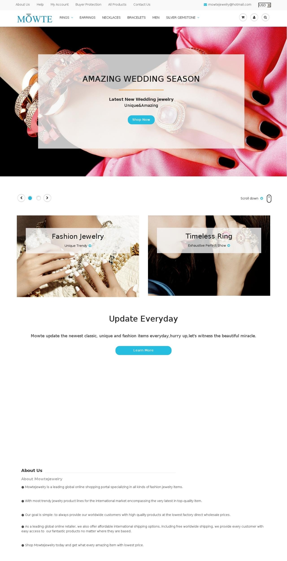 mowtejewelry.com shopify website screenshot