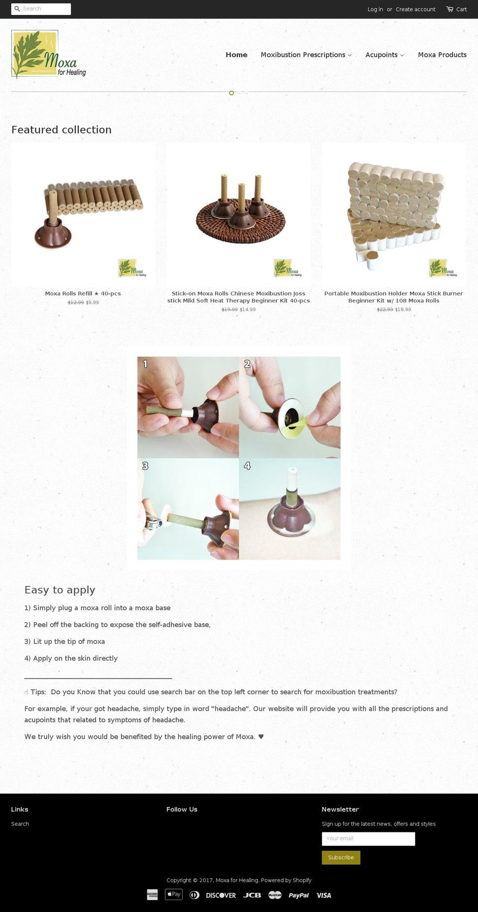 moxahealing.com shopify website screenshot