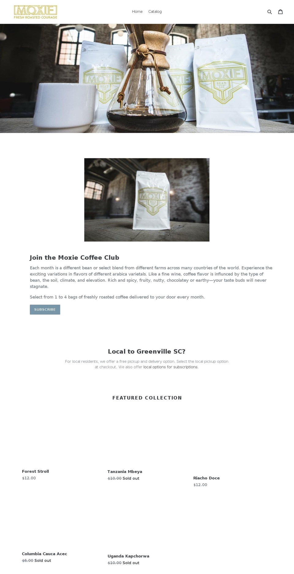 moxie.coffee shopify website screenshot