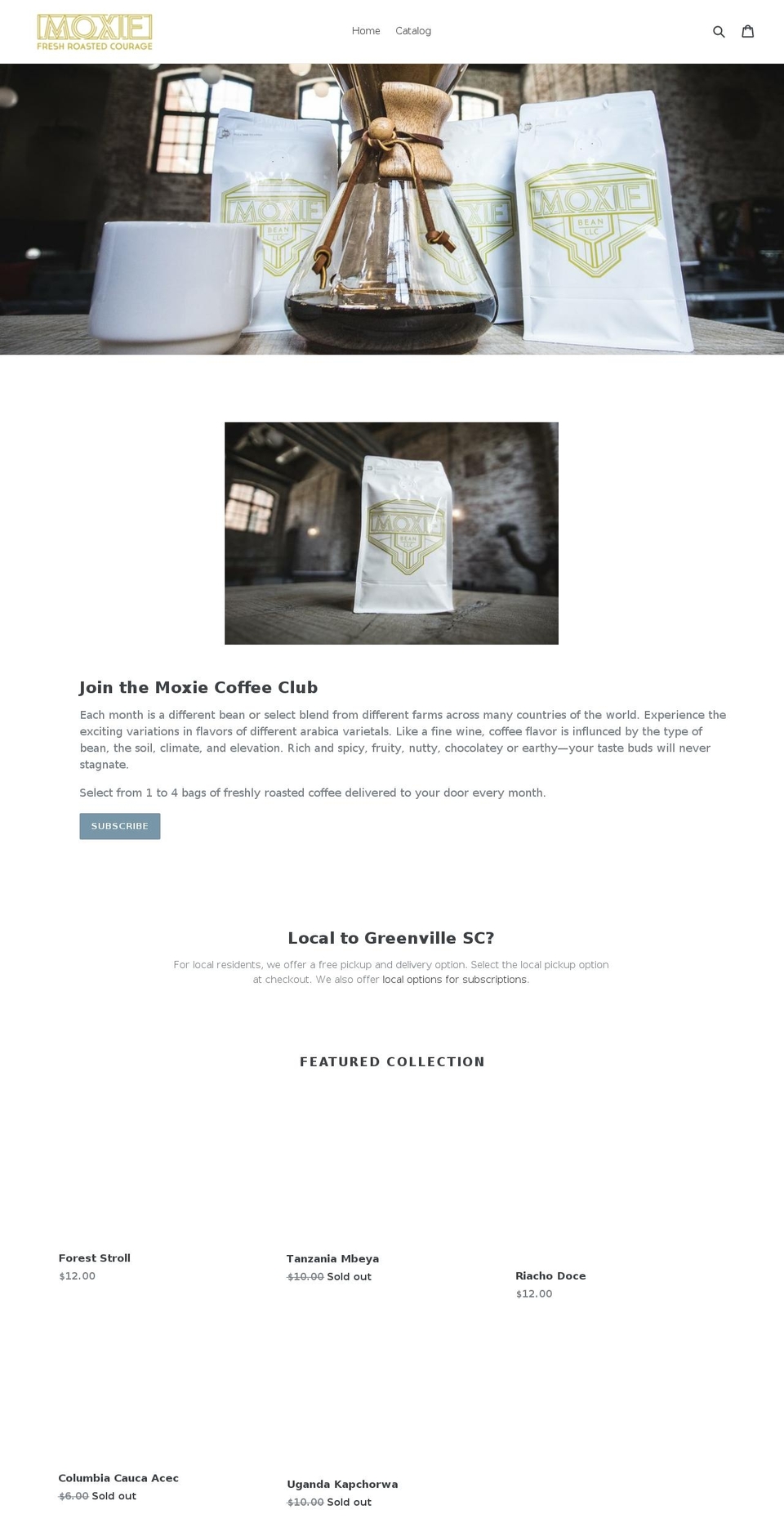 moxiebean.com — Shopify storefront screenshot