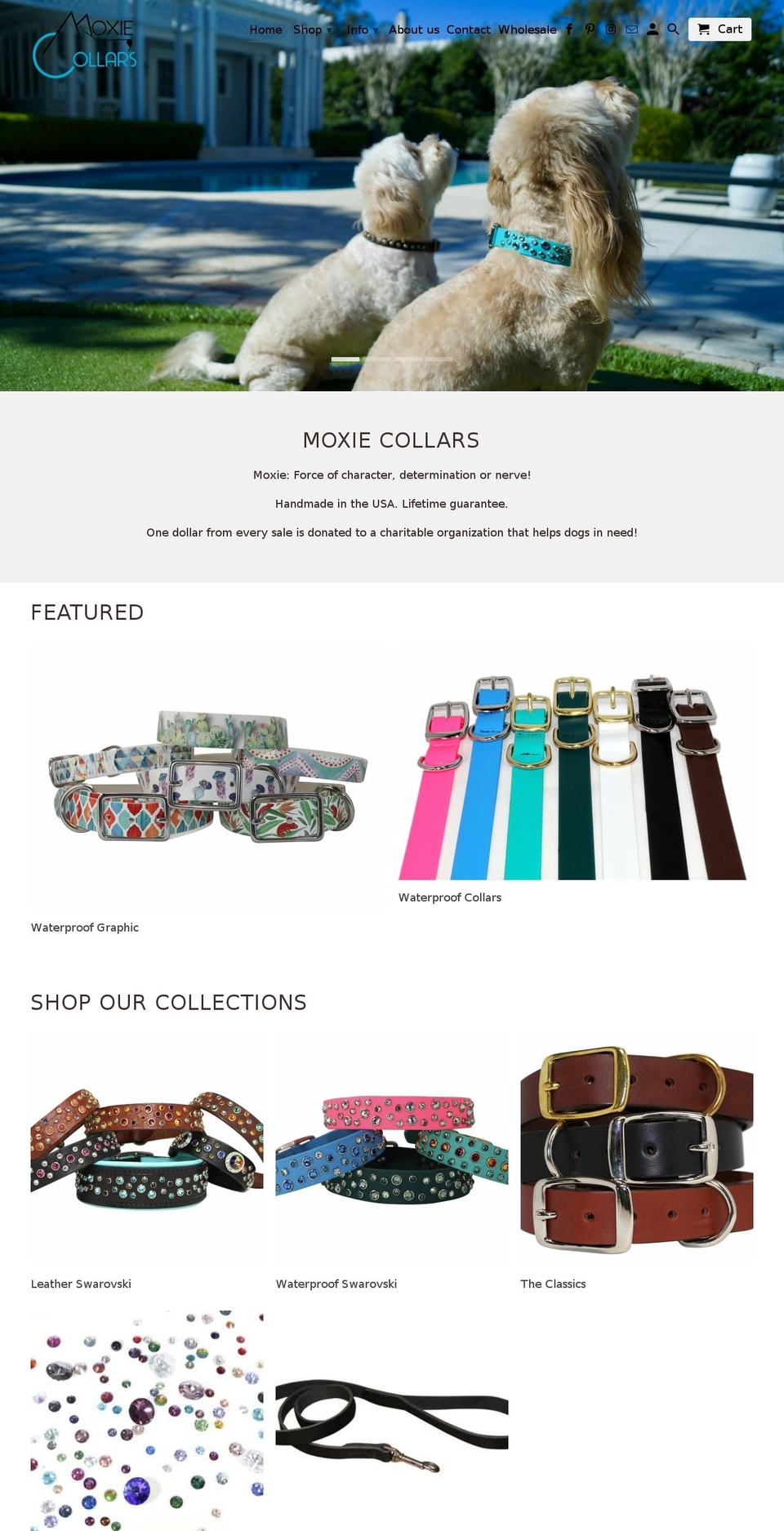 moxiecollars.com shopify website screenshot