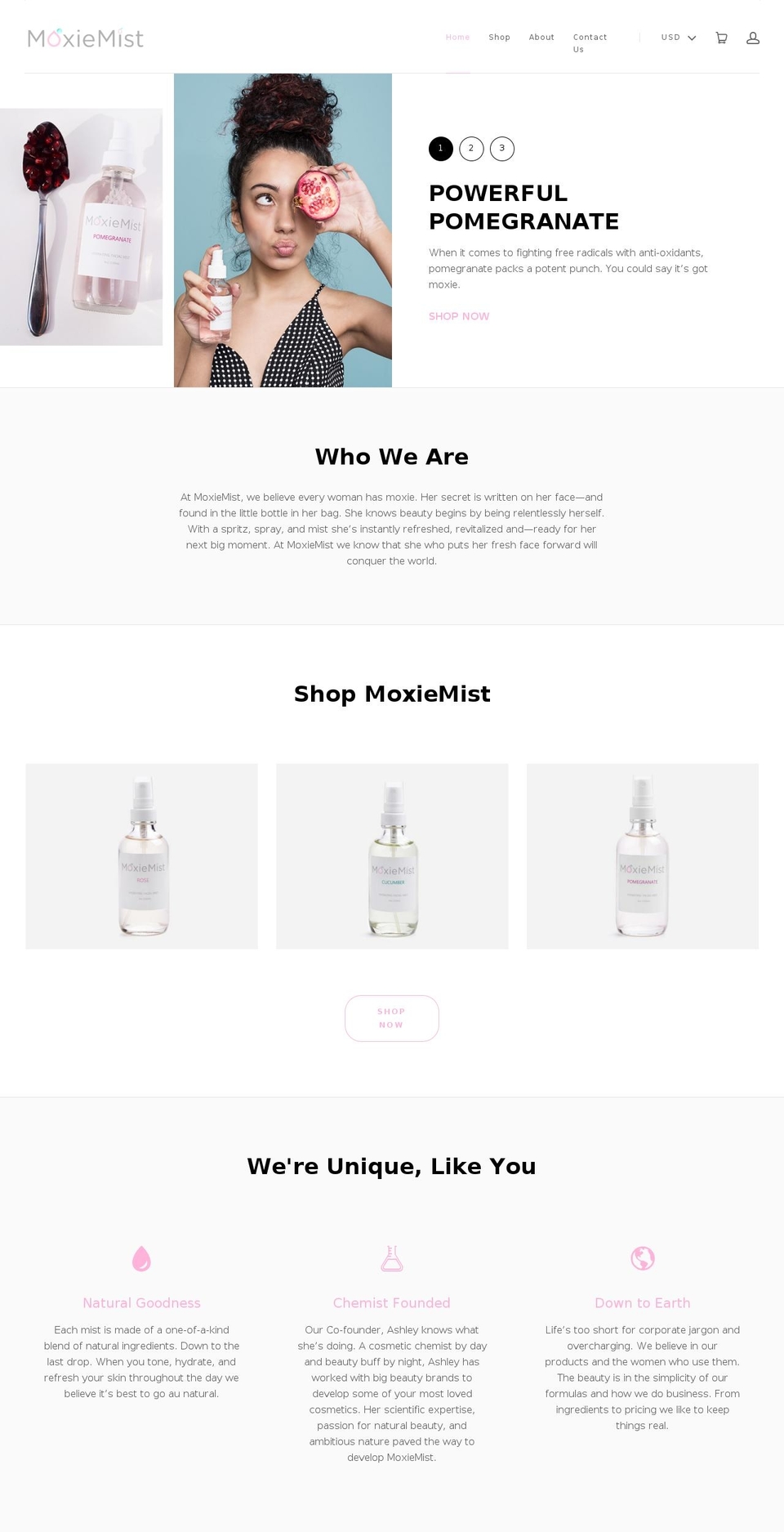 moxiemist.com shopify website screenshot