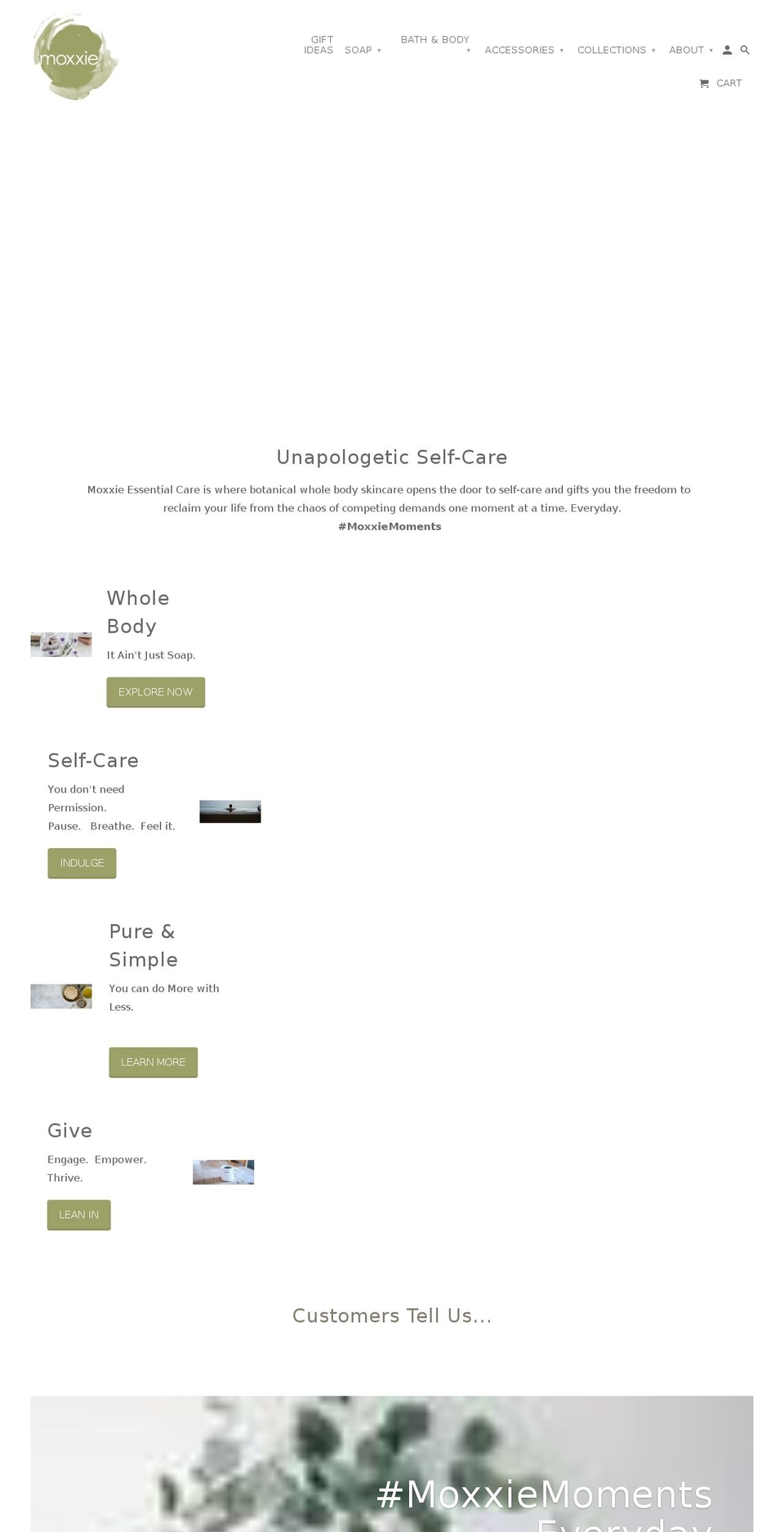 moxxieessentialcare.com — Shopify storefront screenshot