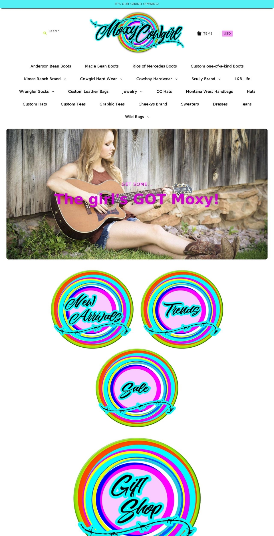 moxycowgirl.com shopify website screenshot