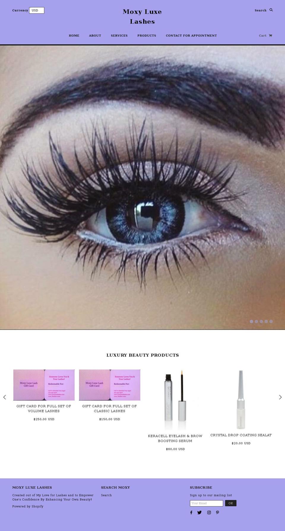 moxyluxe.com — Shopify storefront screenshot