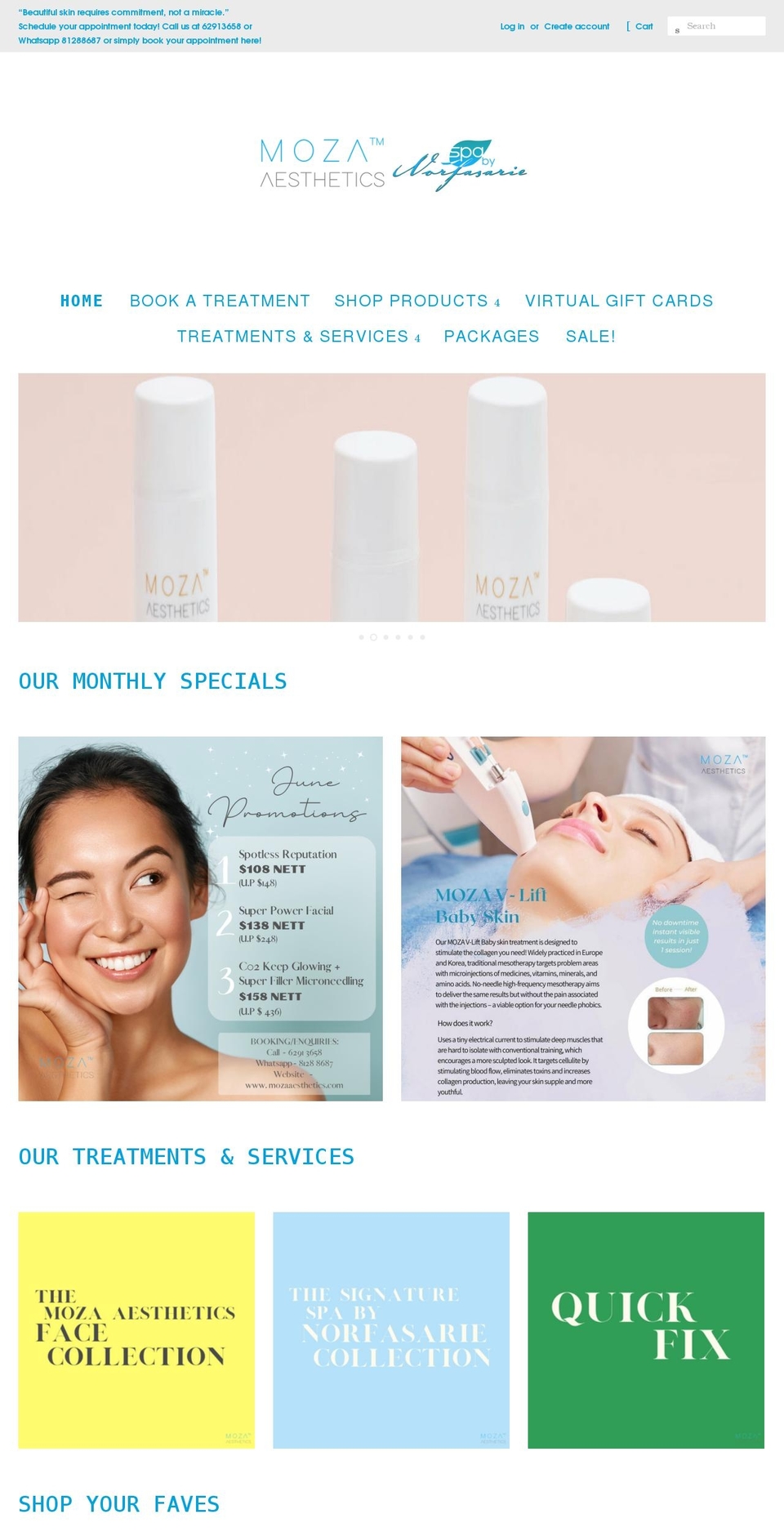 mozaaesthetics.com — Shopify storefront screenshot