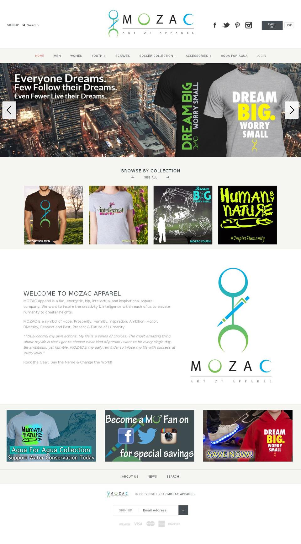 mozacapparel.com shopify website screenshot