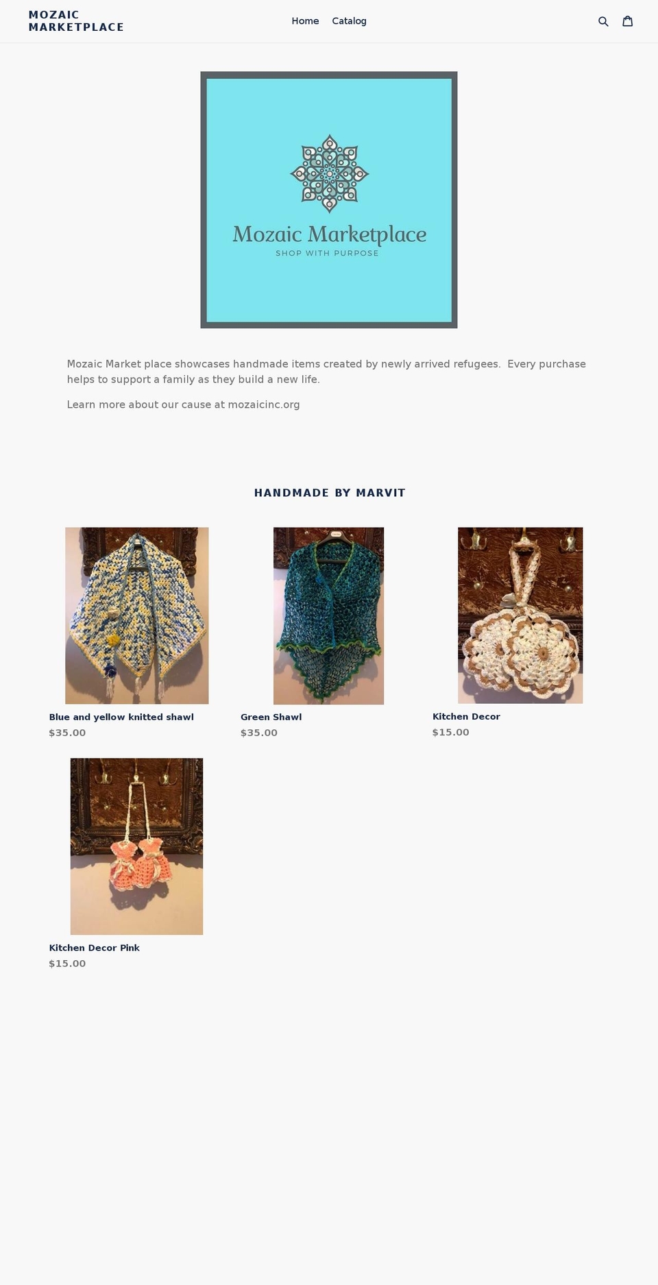 mozaicmarketplace.com shopify website screenshot