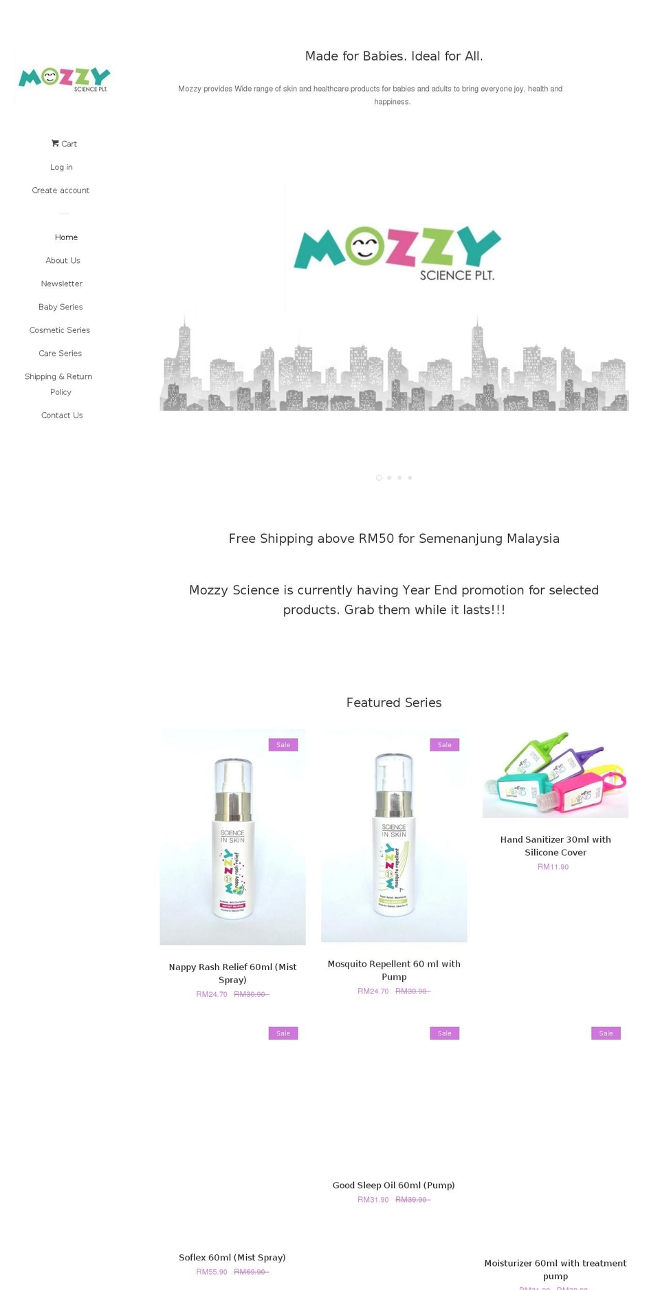 mozzyscience.com — Shopify storefront screenshot