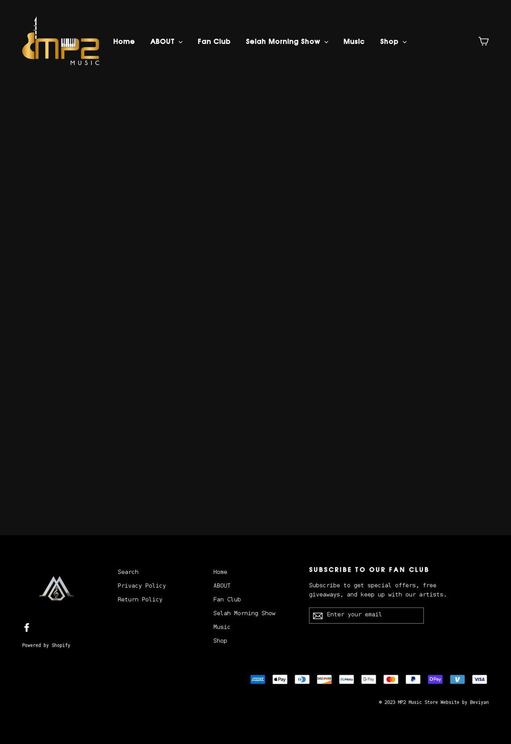 mp2music.com shopify website screenshot