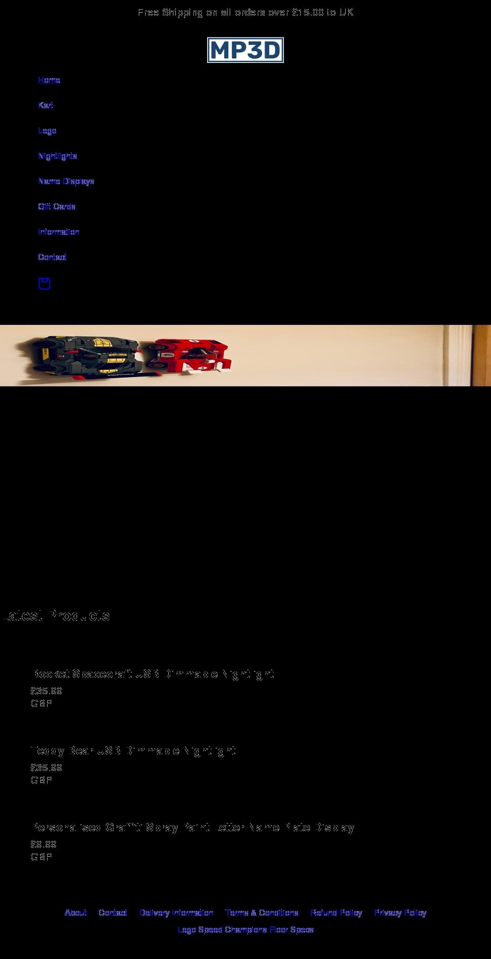 mp3d.co.uk shopify website screenshot