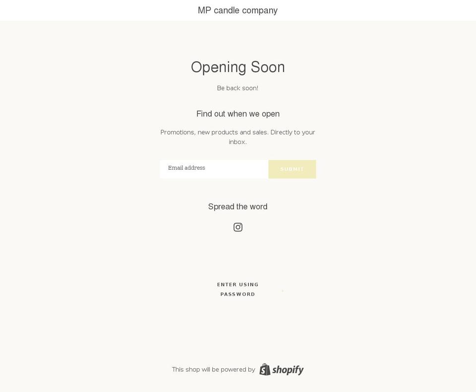 mpcandlecompany.com shopify website screenshot
