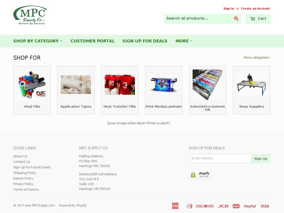 warehouse Shopify theme site example mpcsupply.myshopify.com