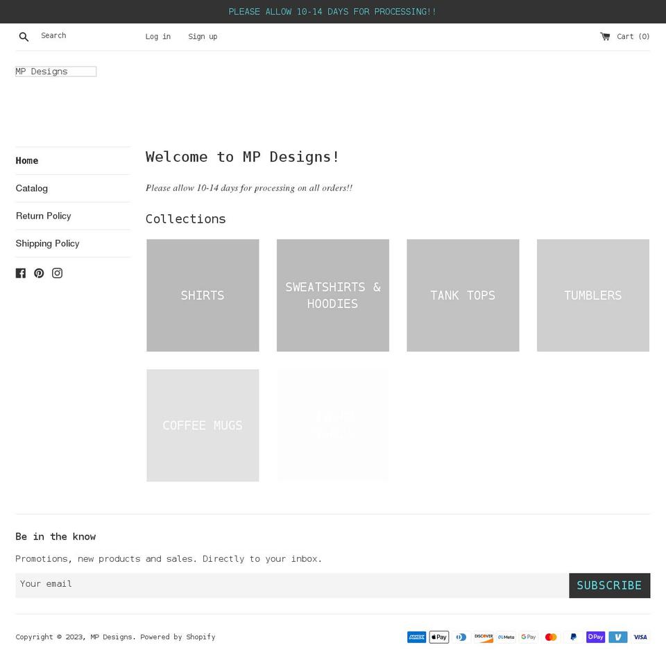 mpdesigns.shop shopify website screenshot