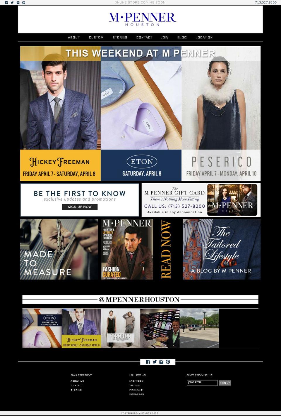 mpenner.com shopify website screenshot