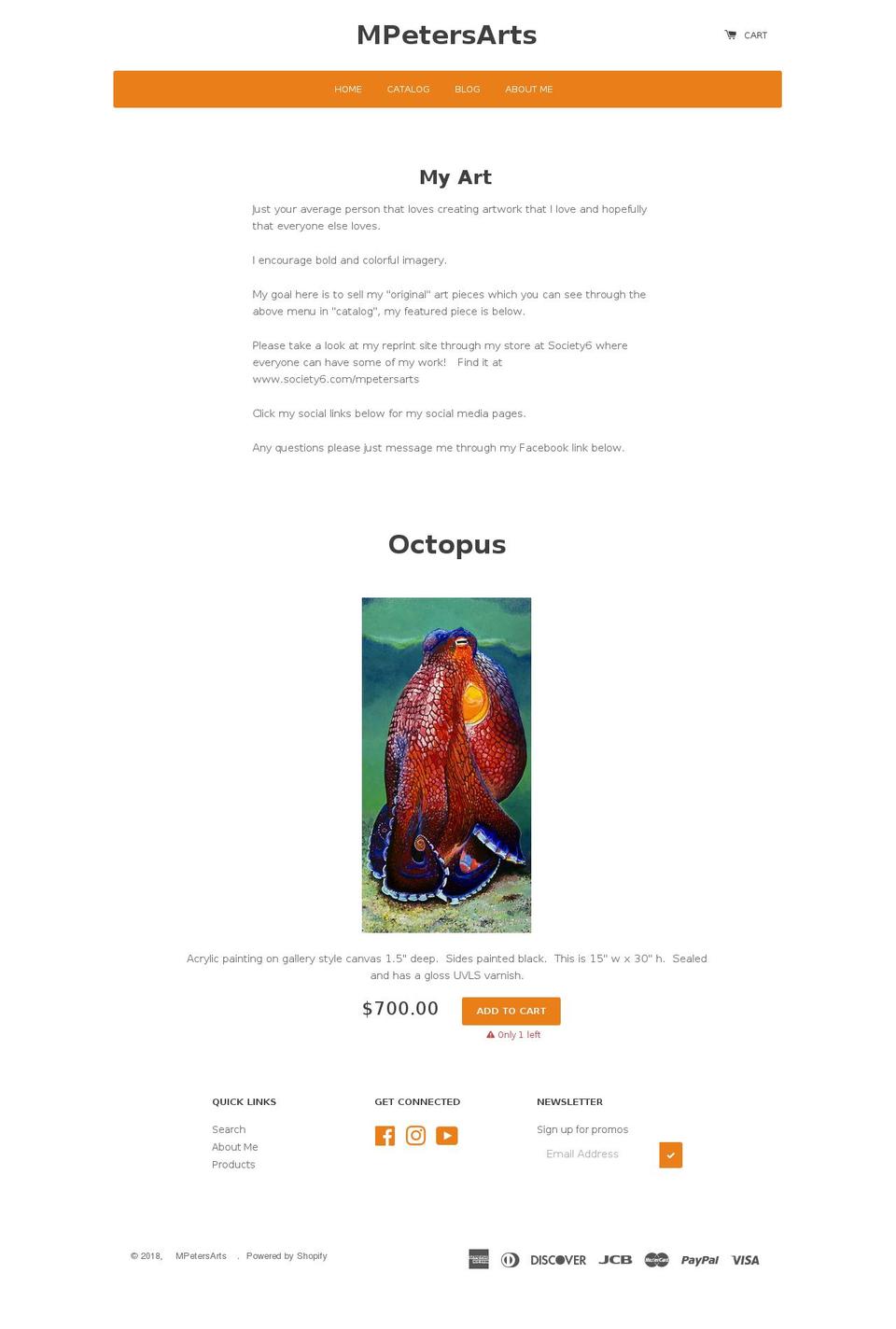 mpetersarts.com shopify website screenshot