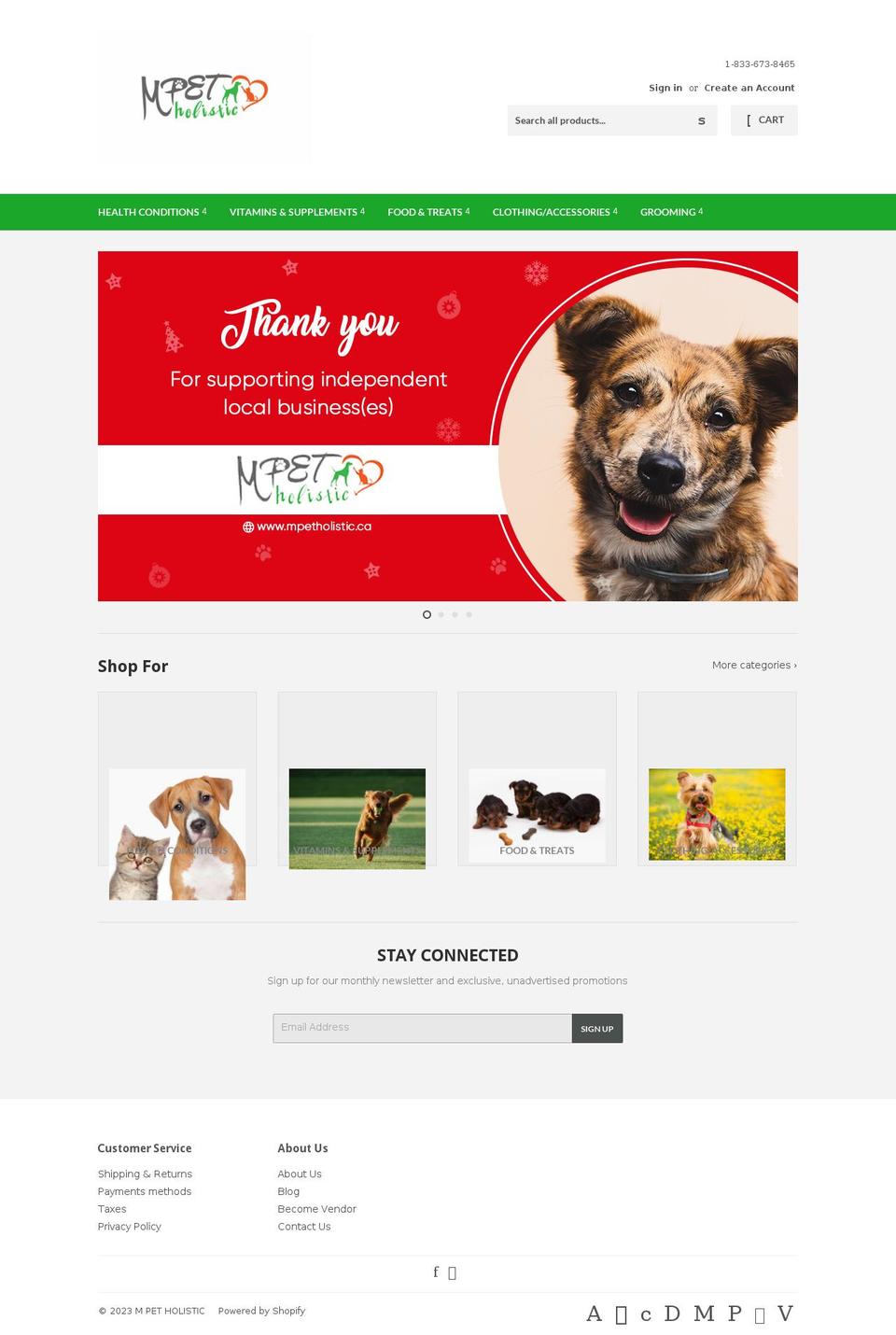 mpetholistic.ca shopify website screenshot