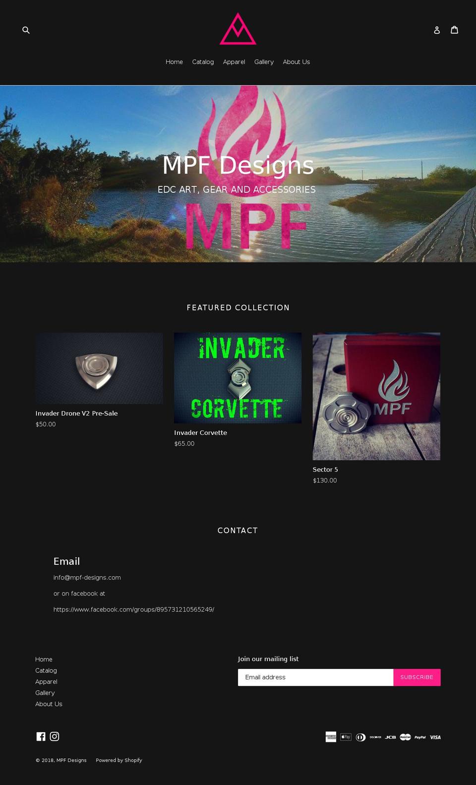 mpf-designs.com — Shopify storefront screenshot