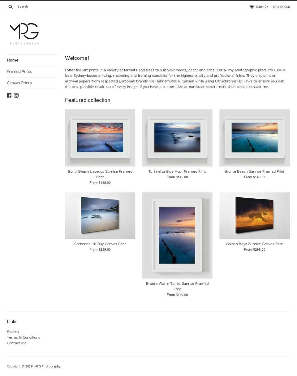 mpgphotography.shop shopify website screenshot