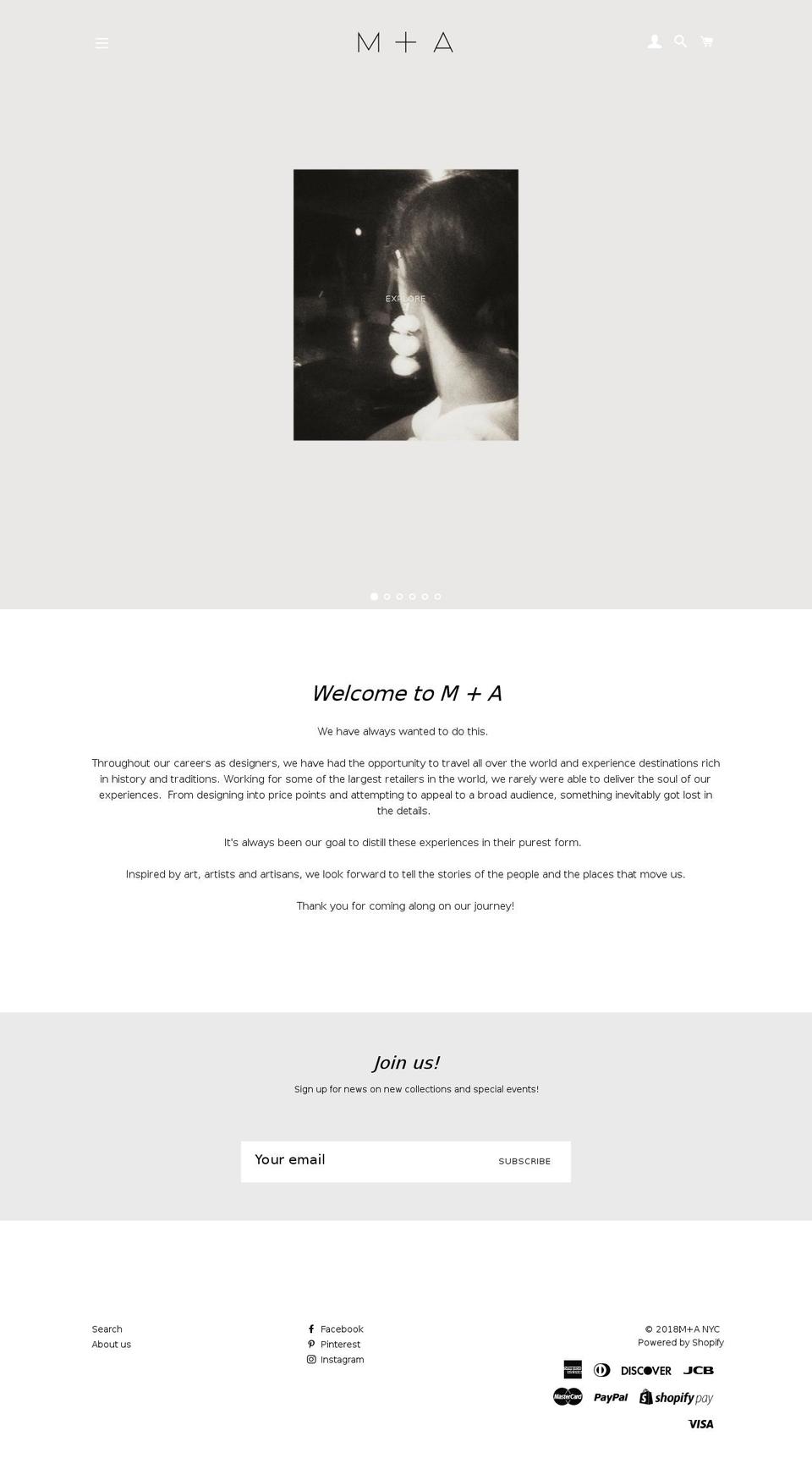 mplusanyc.com — Shopify storefront screenshot
