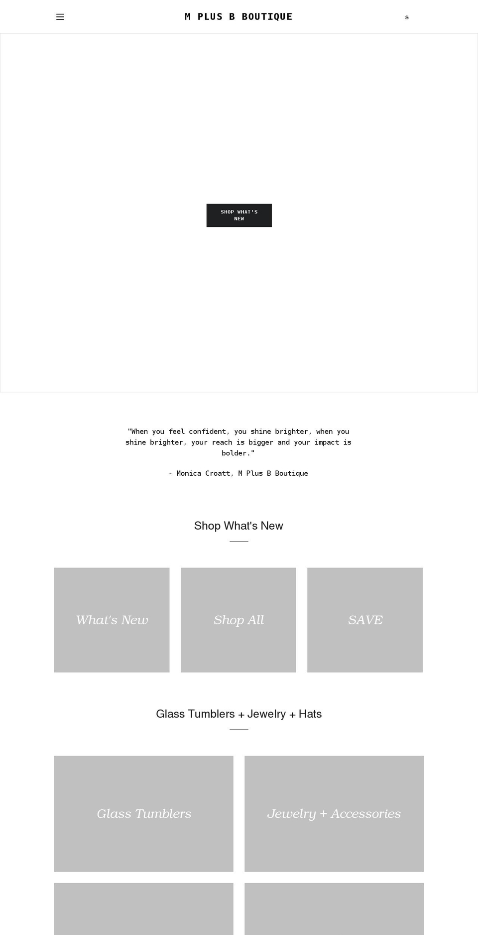 mplusbboutique.com shopify website screenshot