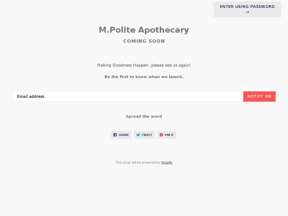 mpoliteapothecary.com — Shopify storefront screenshot