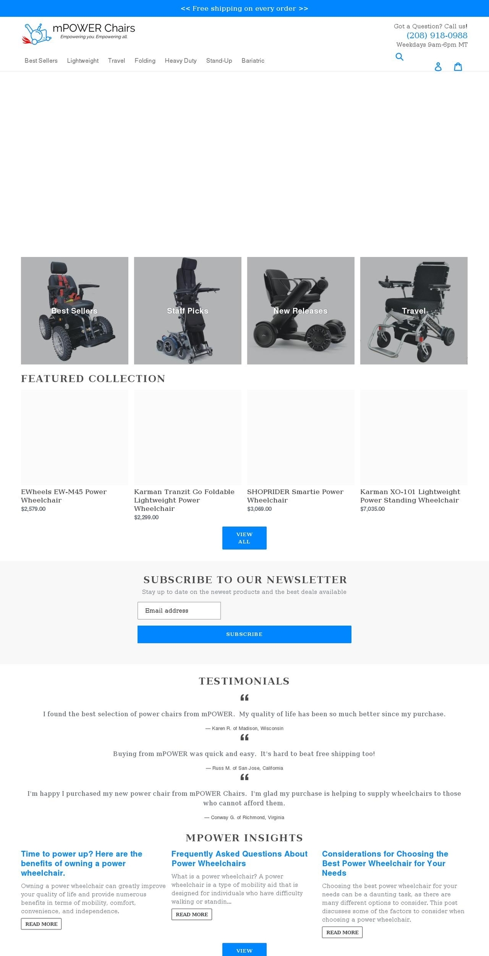 Dsl theme v Shopify theme site example mpowerchairs.com