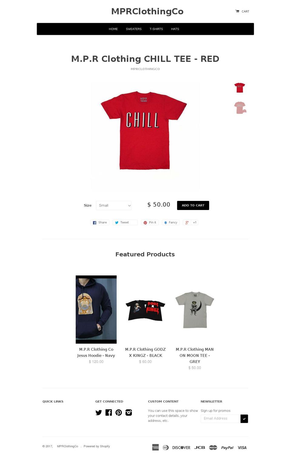 mprclothingco.com shopify website screenshot