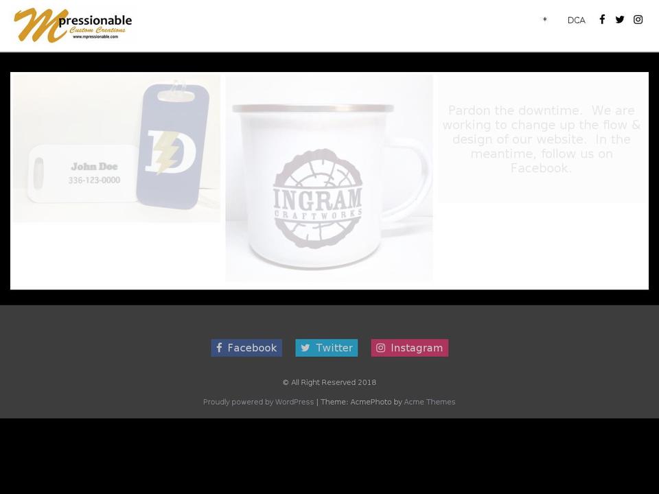 mpressionable.com shopify website screenshot