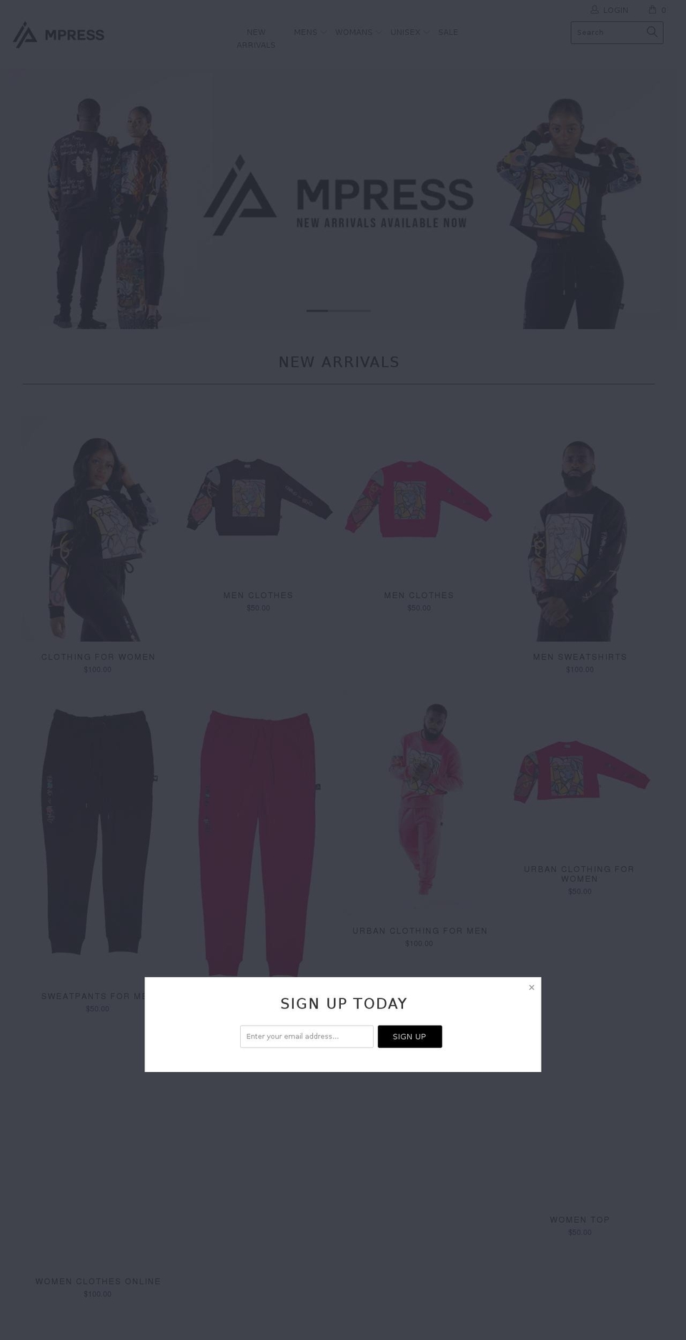 mpresswear.com shopify website screenshot