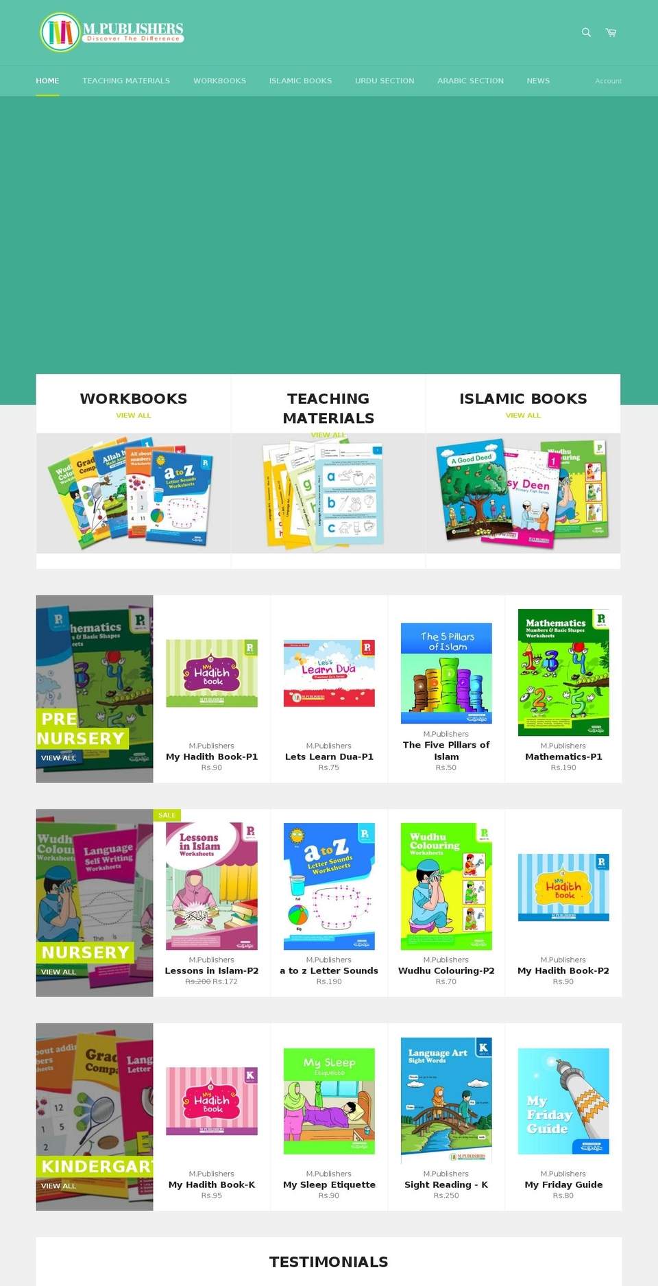 mpublishers.com shopify website screenshot