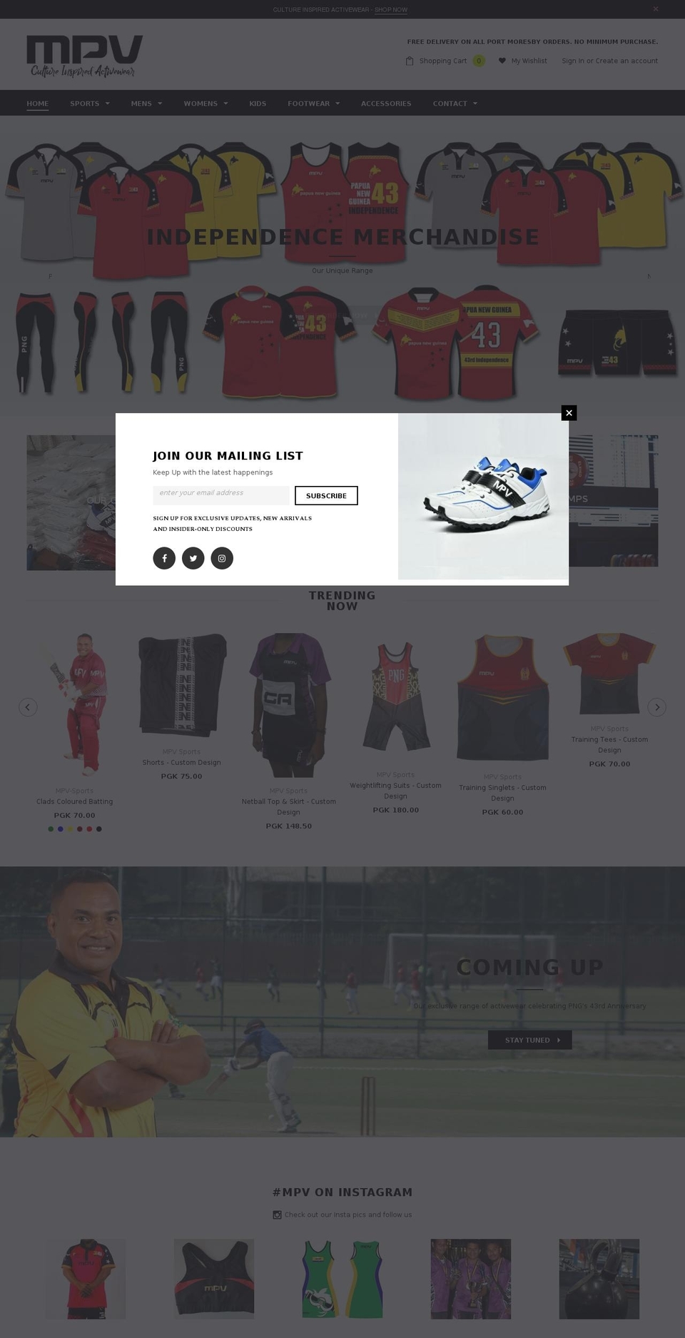 mpv-sports.com — Shopify storefront screenshot