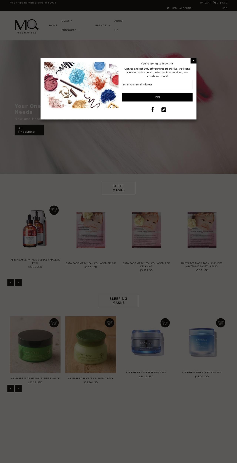 mqcos.com shopify website screenshot