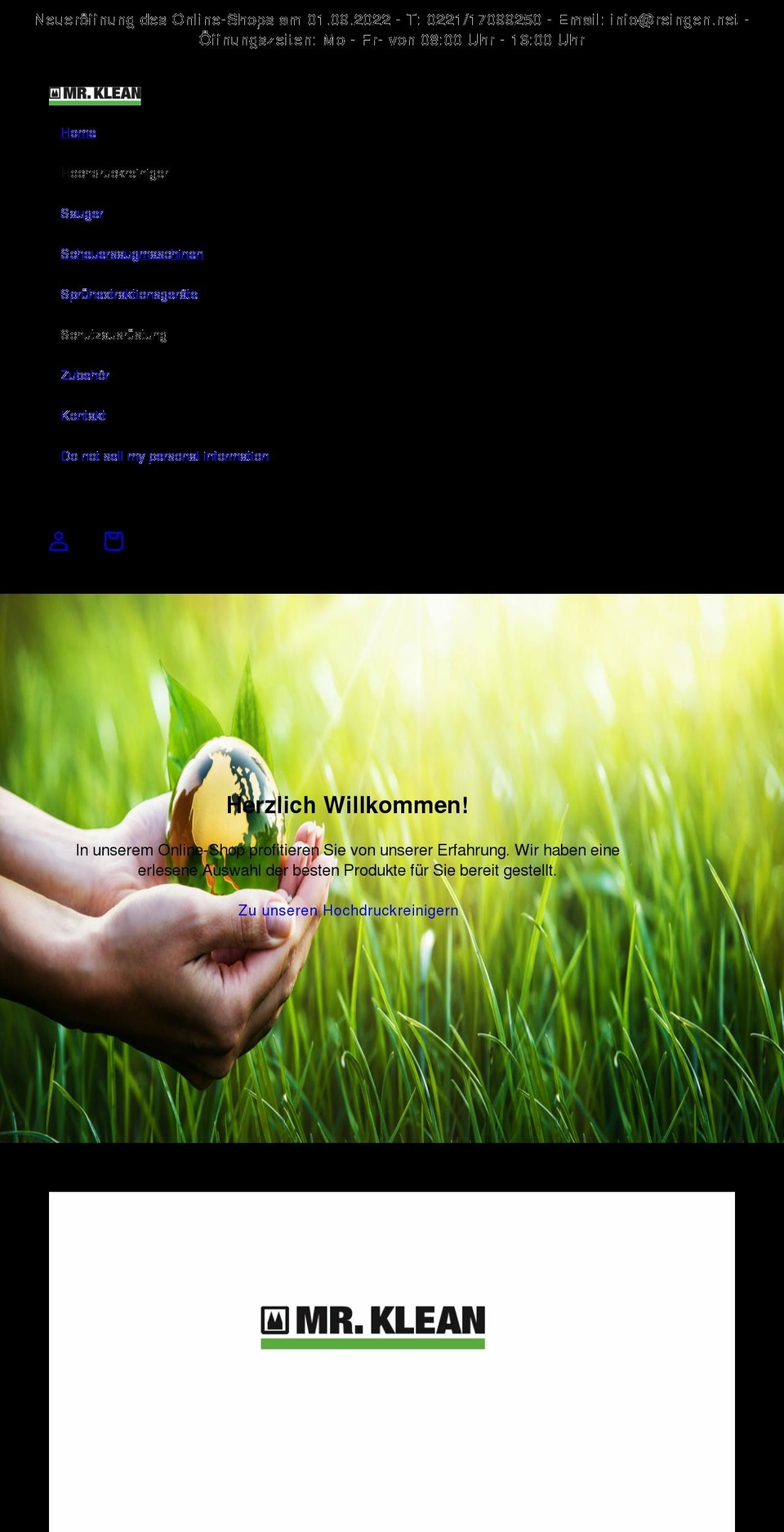 mr-klean.de shopify website screenshot