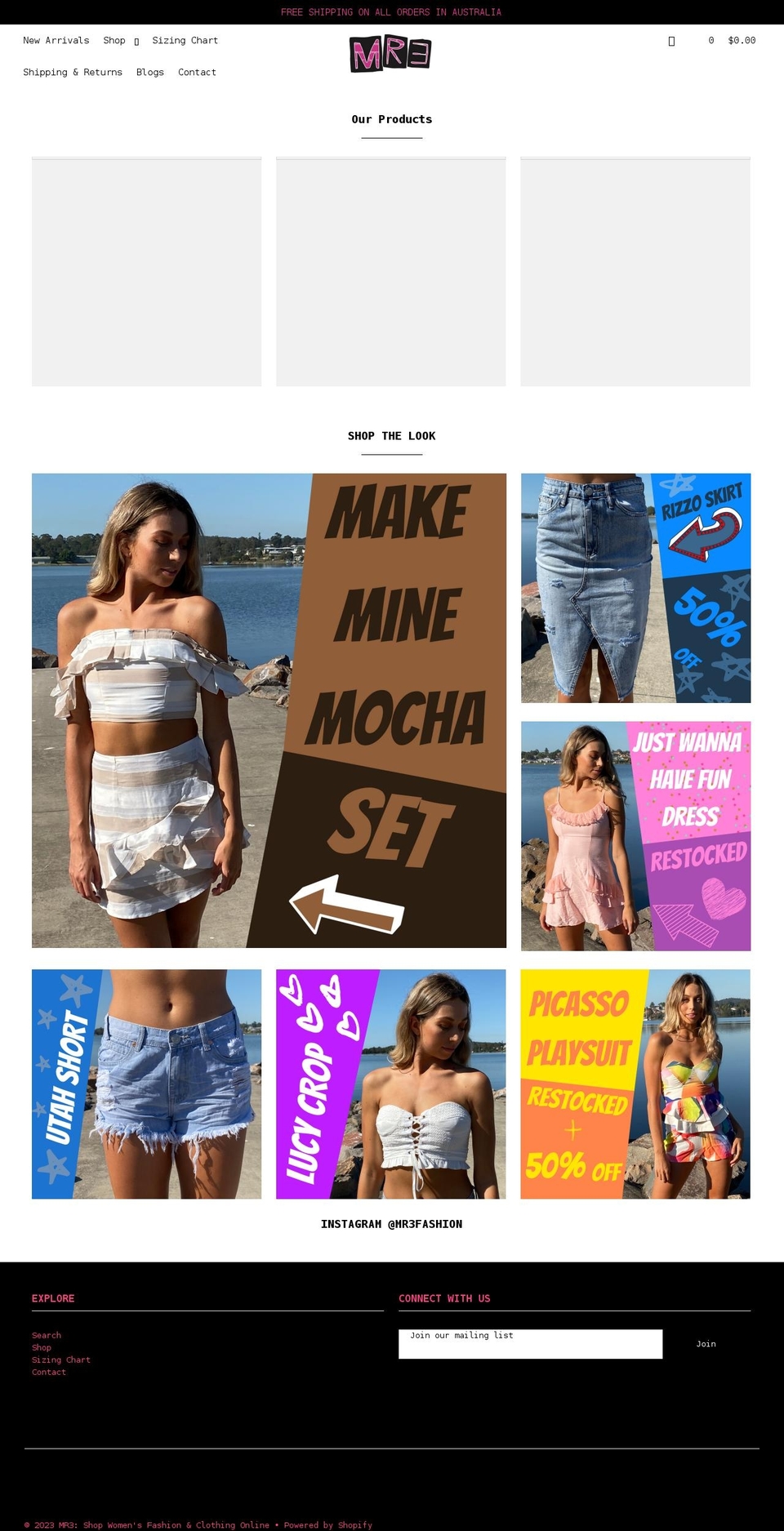mr3.com.au shopify website screenshot