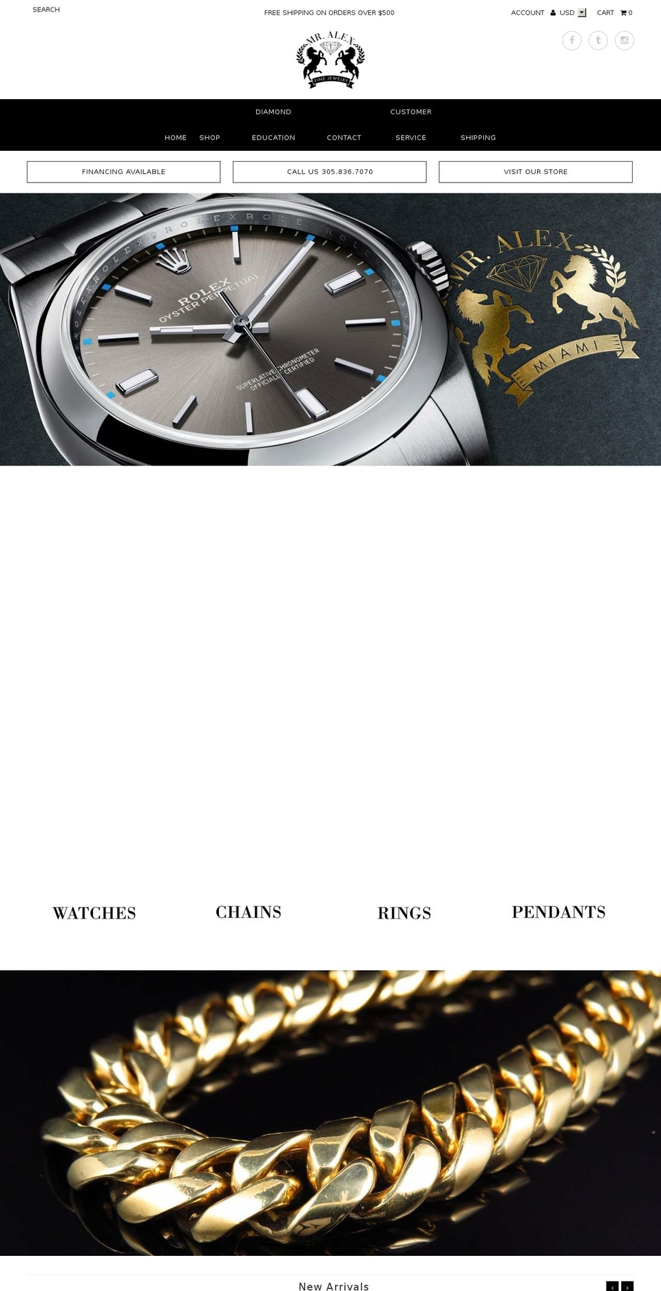 mralexjewelry.com — Shopify storefront screenshot