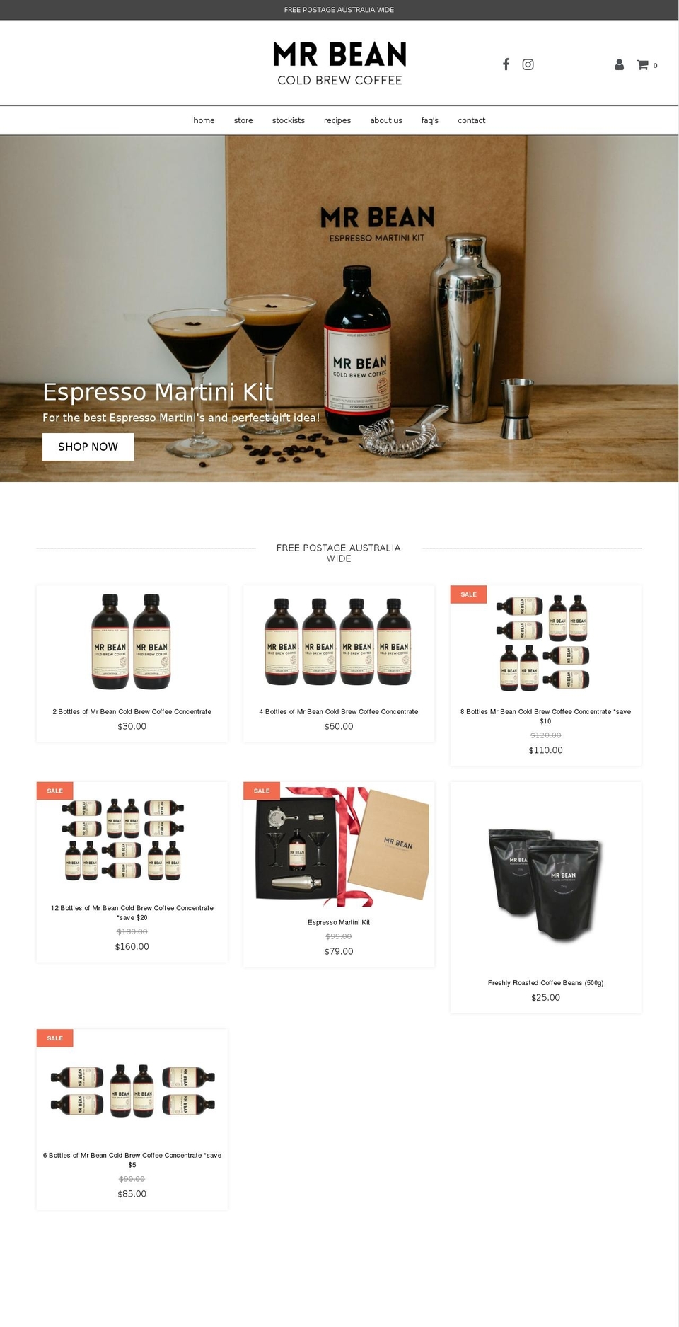 mrbeancoldbrew.com shopify website screenshot