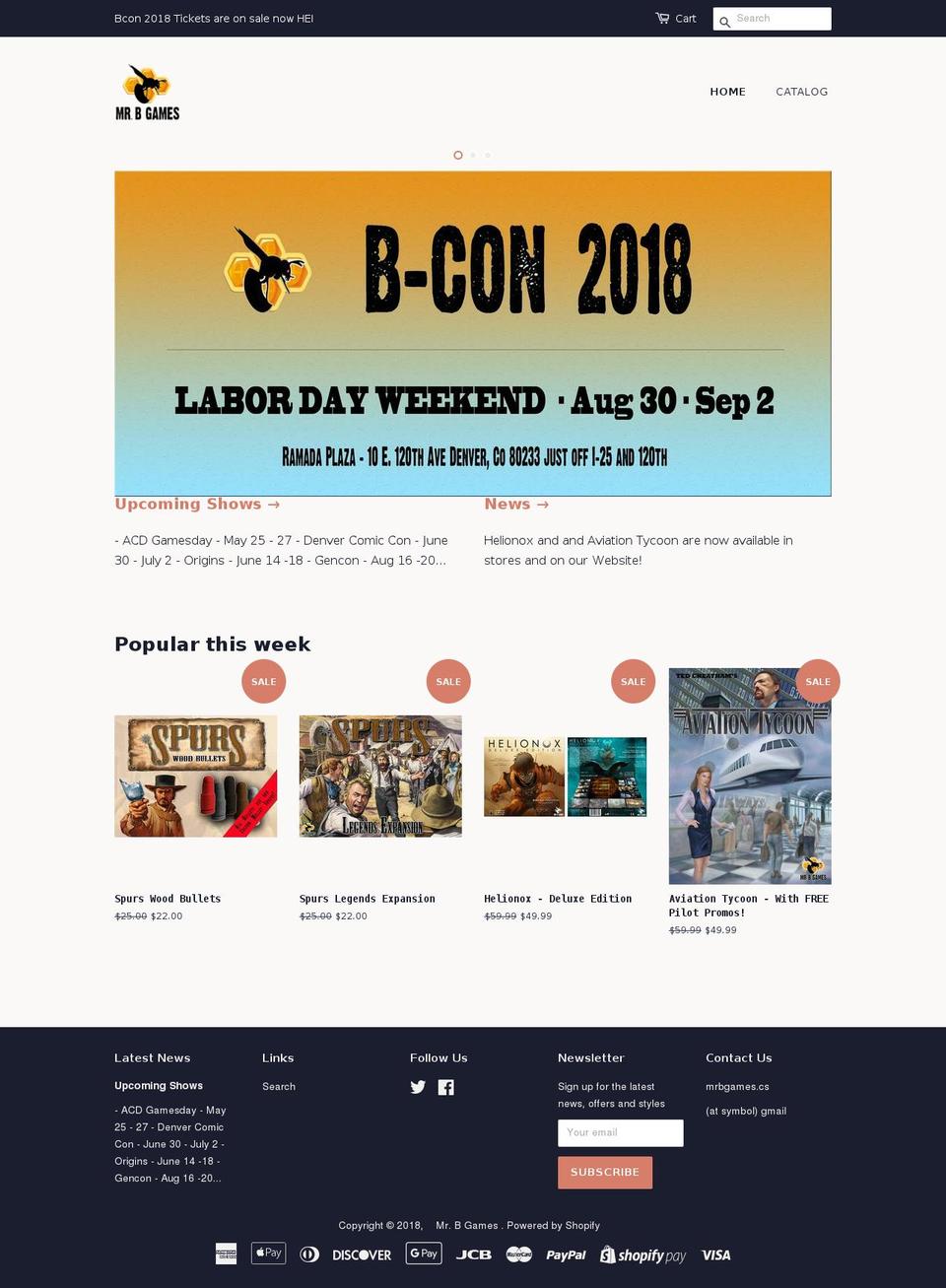 mrbgames.com shopify website screenshot
