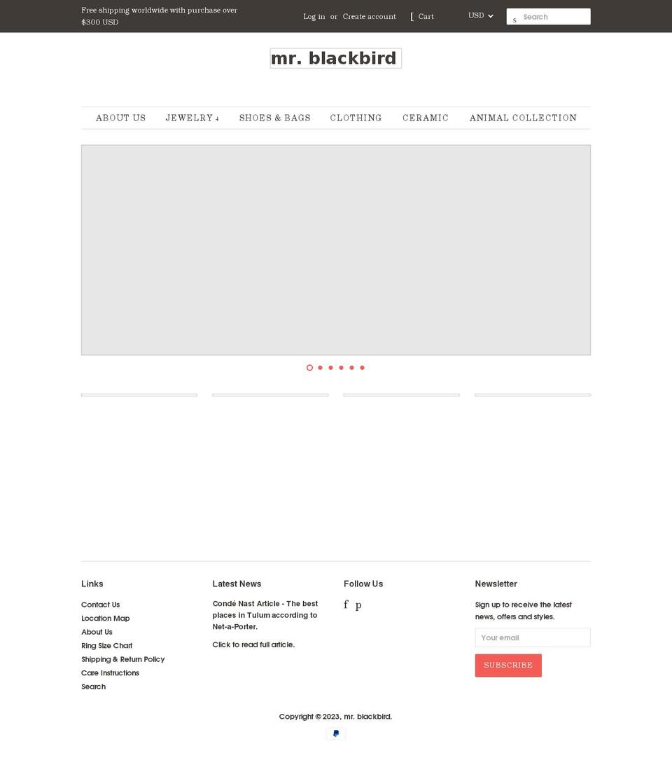 mrblackbird.com shopify website screenshot