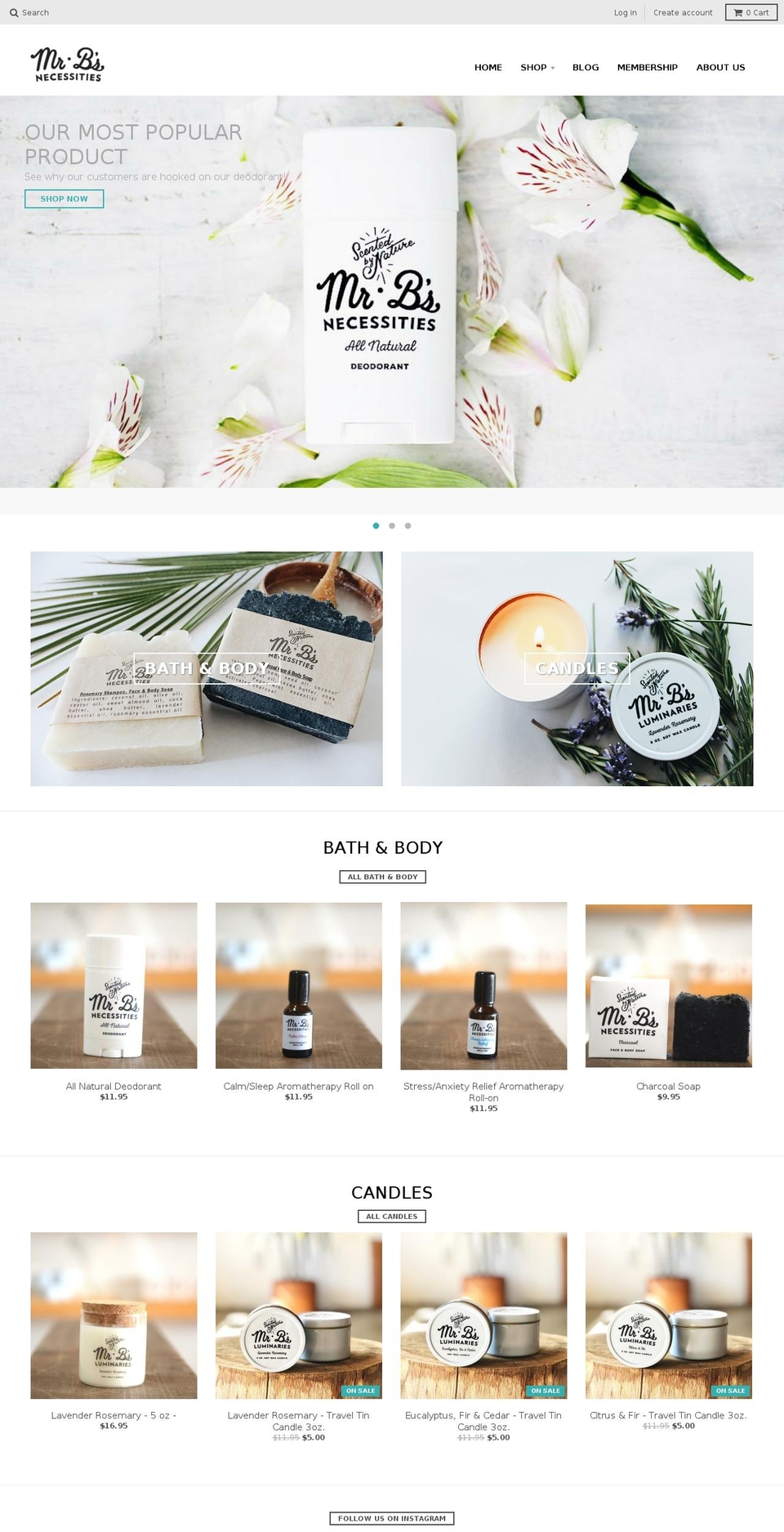 mrbsluminaries.com — Shopify storefront screenshot