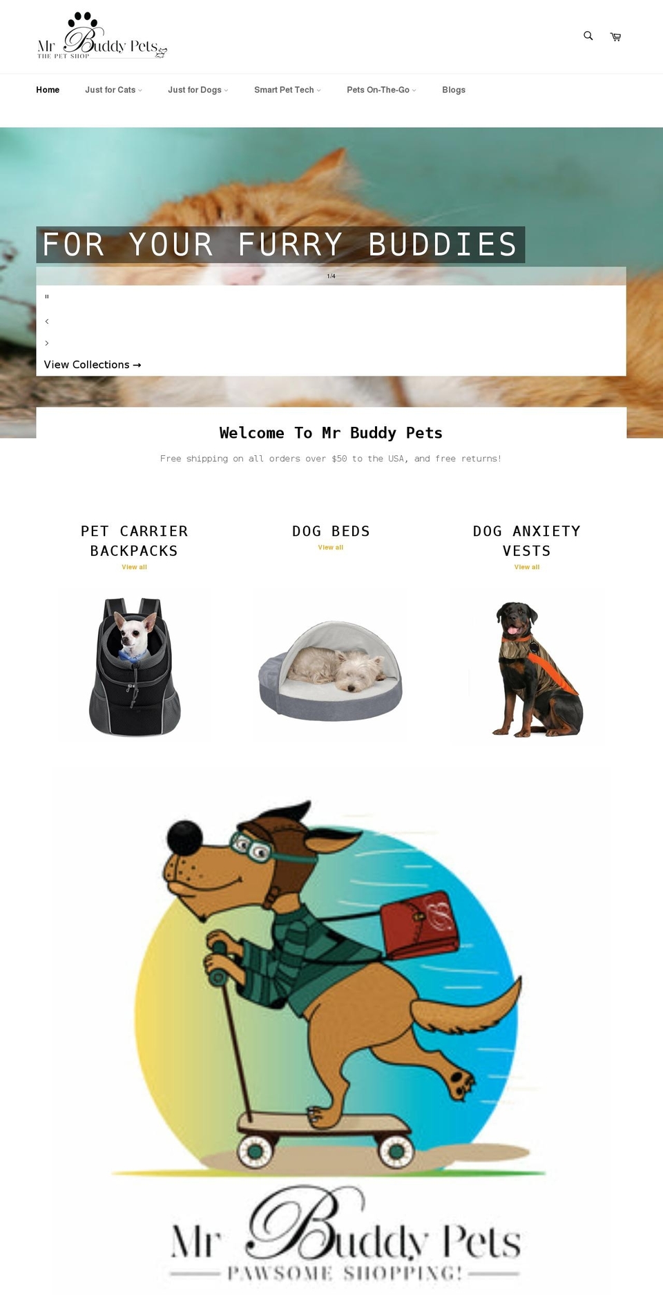 Dropshipusa updated Shopify theme site example mrbuddypets.com