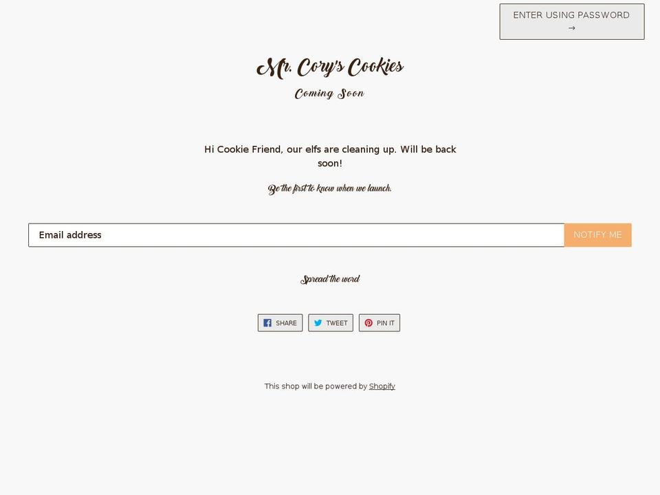 mrcoryscookies.com — Shopify storefront screenshot