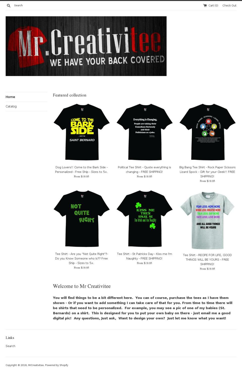 mrcreativitee.com — Shopify storefront screenshot