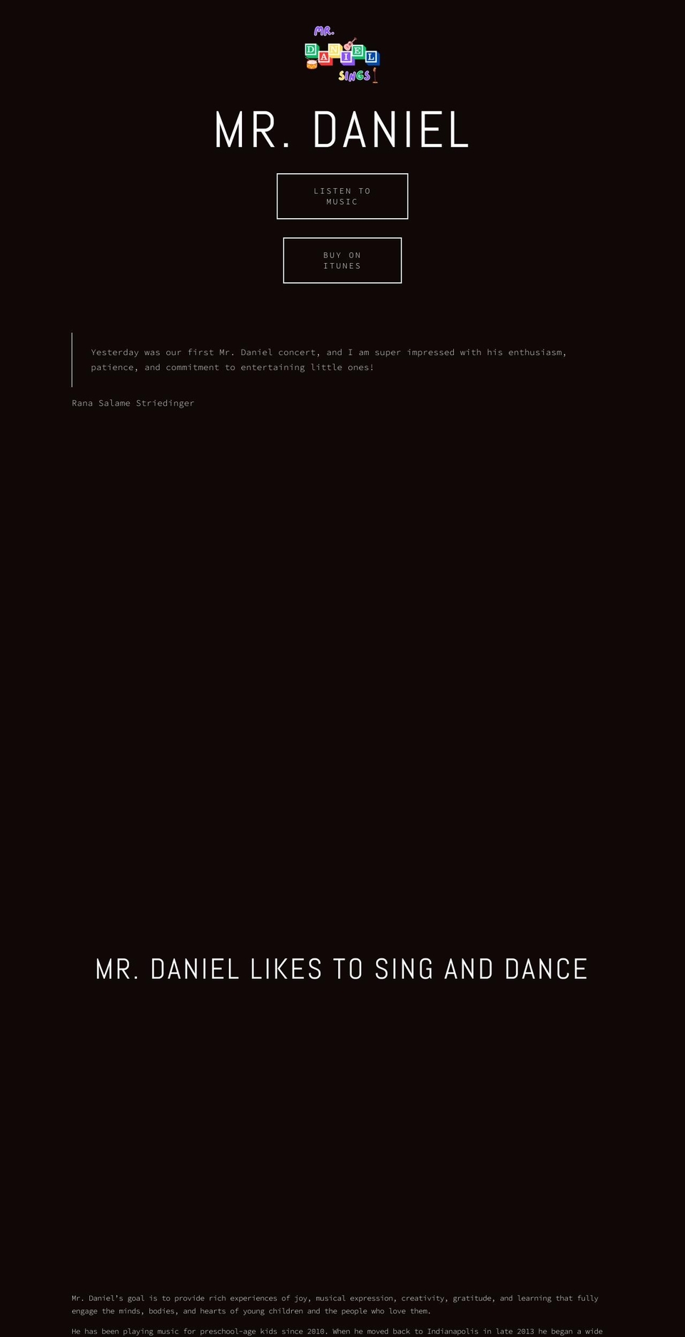 mrdanielsings.com shopify website screenshot