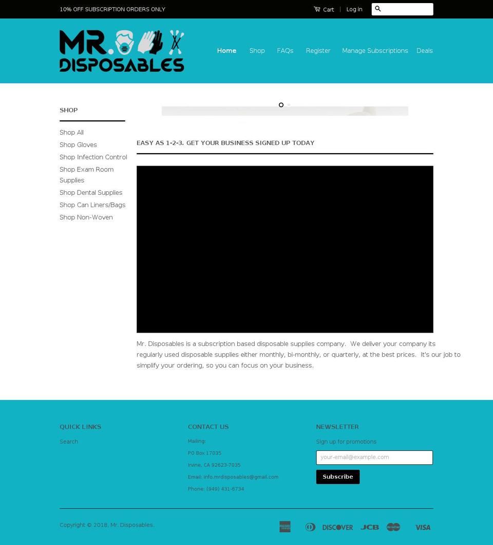 mrdisposables.com shopify website screenshot