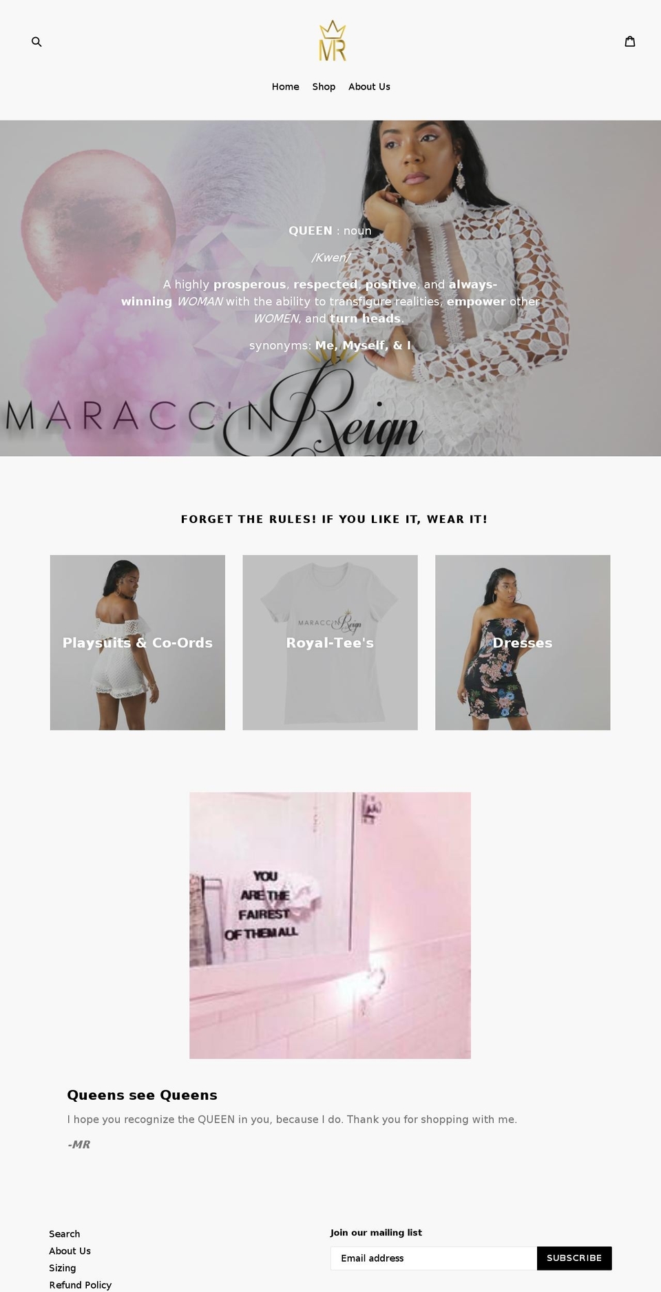 mreign.com — Shopify storefront screenshot
